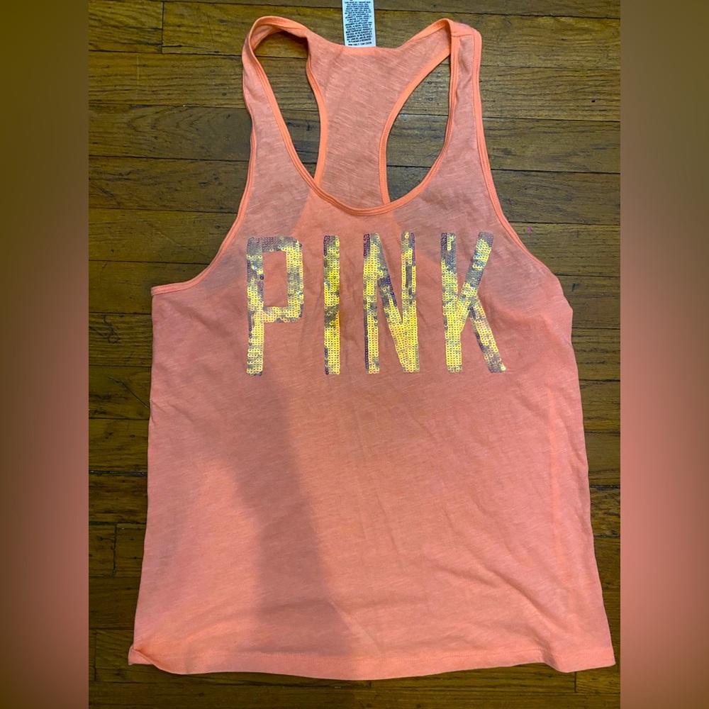 Neon Orange sequin PINK racer back